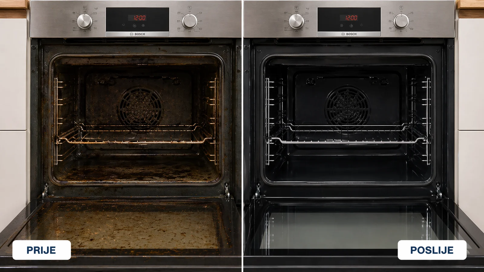 Prije i poslije čišćenja pećnice kao primjer razine detalja u Zadru